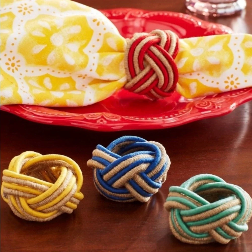 (NIB) THE PIONEER WOMAN • Multicolored Woven Napkin Ring Set - Picture 5 of 10